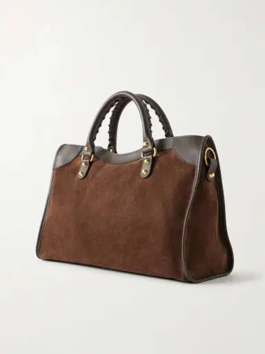 Balenciaga Le City Studded Leather-trimmed Suede Shoulder Bag | Thumbnail 4