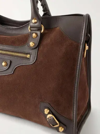 Balenciaga Le City Studded Leather-trimmed Suede Shoulder Bag | Thumbnail 5