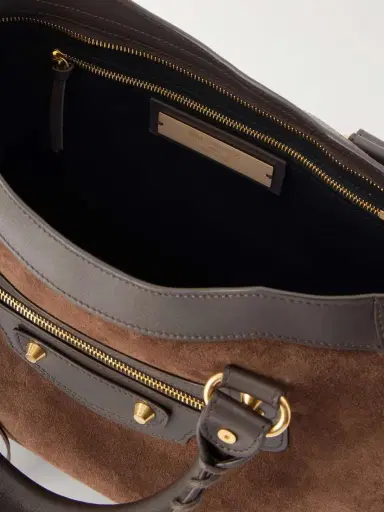 Balenciaga Le City Studded Leather-trimmed Suede Shoulder Bag | Thumbnail 6