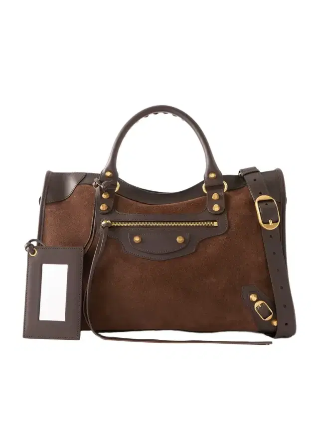 Le City Studded Leather-trimmed Suede Shoulder Bag