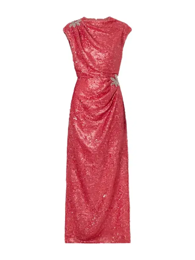 Erdem Draped Sequined Chiffon Gown