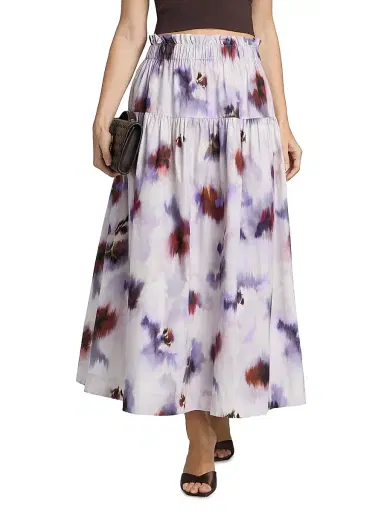A.L.C. Women's Jayden Floral Cotton Maxi Skirt - Lilac Multi - Size XL | Thumbnail 3