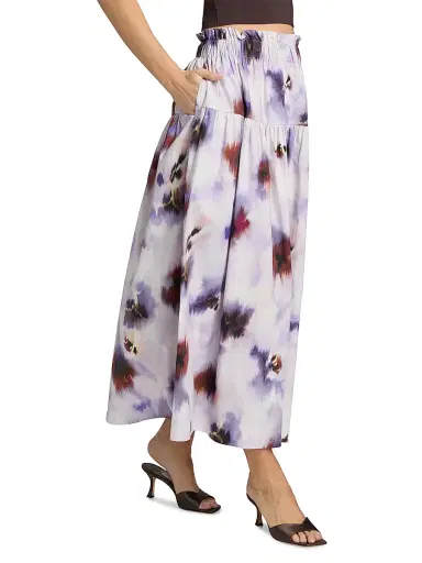 A.L.C. Women's Jayden Floral Cotton Maxi Skirt - Lilac Multi - Size XL | Thumbnail 4