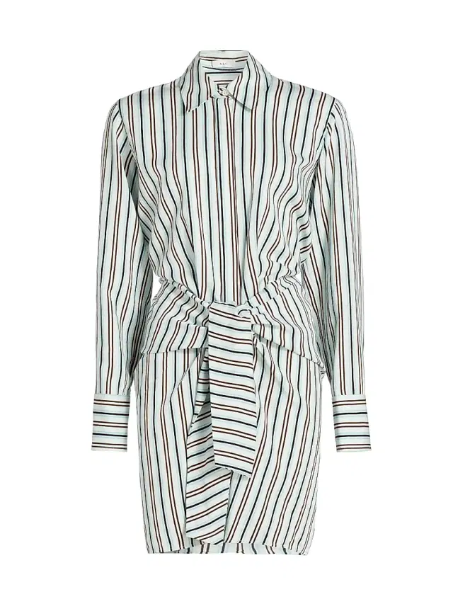 Women's Mia Striped Self-Belt Minidress - Ice Mint Ganache