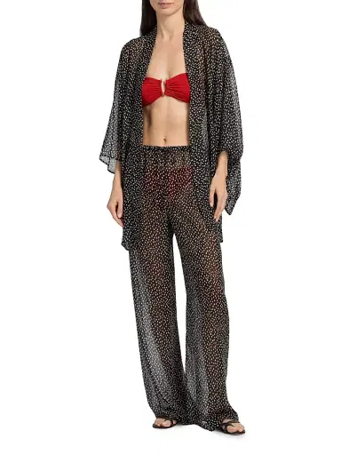 Nili Lotan Women's Clea Wild Dot Silk Drawstring Pants | Thumbnail 2
