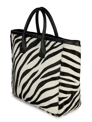 Nili Lotan Women's Freddie Zebra-Print Calf Hair Tote Bag - Ivory Black Zebra Print | Thumbnail 3 Nili Lotan Women's Freddie Zebra-Print Calf Hair Tote Bag - Ivory Black Zebra Print | Thumbnail 3
