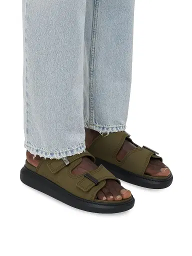 Alexander McQueen Men's Hybrid Double-Buckle Sandals - Green - Size 6 | Thumbnail 4
