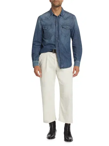 Nili Lotan Men's Travis Denim Long-Sleeve Shirt - Classic Wash - Size XL | Thumbnail 2 Nili Lotan Men's Travis Denim Long-Sleeve Shirt - Classic Wash - Size XL | Thumbnail 2