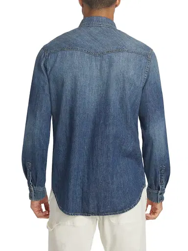Nili Lotan Men's Travis Denim Long-Sleeve Shirt - Classic Wash - Size XL | Thumbnail 5 Nili Lotan Men's Travis Denim Long-Sleeve Shirt - Classic Wash - Size XL | Thumbnail 5