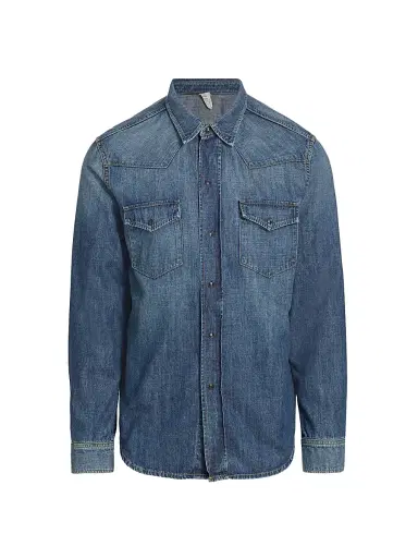 Nili Lotan Men's Travis Denim Long-Sleeve Shirt - Classic Wash - Size XL | Thumbnail 1 Nili Lotan Men's Travis Denim Long-Sleeve Shirt - Classic Wash - Size XL | Thumbnail 1
