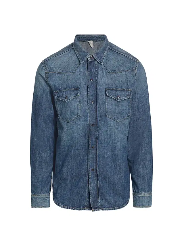 Nili Lotan Men's Travis Denim Long-Sleeve Shirt - Classic Wash