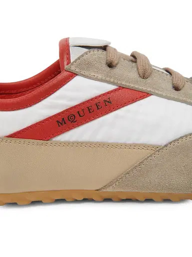 Alexander McQueen Men's Boxe Suede & Nylon Low-Top Sneakers - White Beige - Size 13 | Thumbnail 5