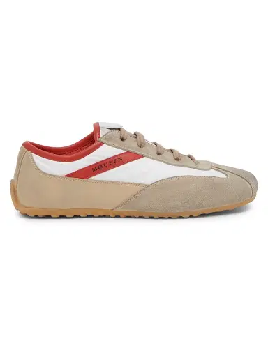 Alexander McQueen Men's Boxe Suede & Nylon Low-Top Sneakers - White Beige - Size 13 | Thumbnail 1