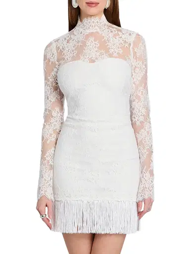 Retrofête Women's Xylina Lace Minidress - Ivory - Size Large | Thumbnail 2