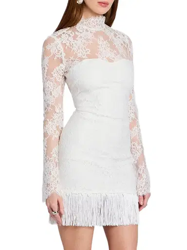 Retrofête Women's Xylina Lace Minidress - Ivory - Size Large | Thumbnail 3