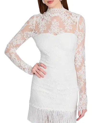 Retrofête Women's Xylina Lace Minidress - Ivory - Size Large | Thumbnail 5