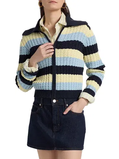 Guest In Residence Women's Kirby Striped Silk-Cotton Jacket | Thumbnail 3 Guest In Residence Women's Kirby Striped Silk-Cotton Jacket | Thumbnail 3