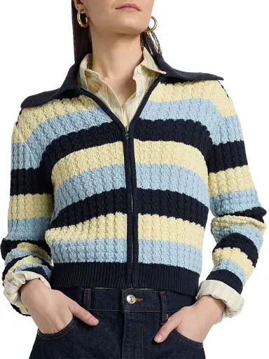Guest In Residence Women's Kirby Striped Silk-Cotton Jacket | Thumbnail 6 Guest In Residence Women's Kirby Striped Silk-Cotton Jacket | Thumbnail 6