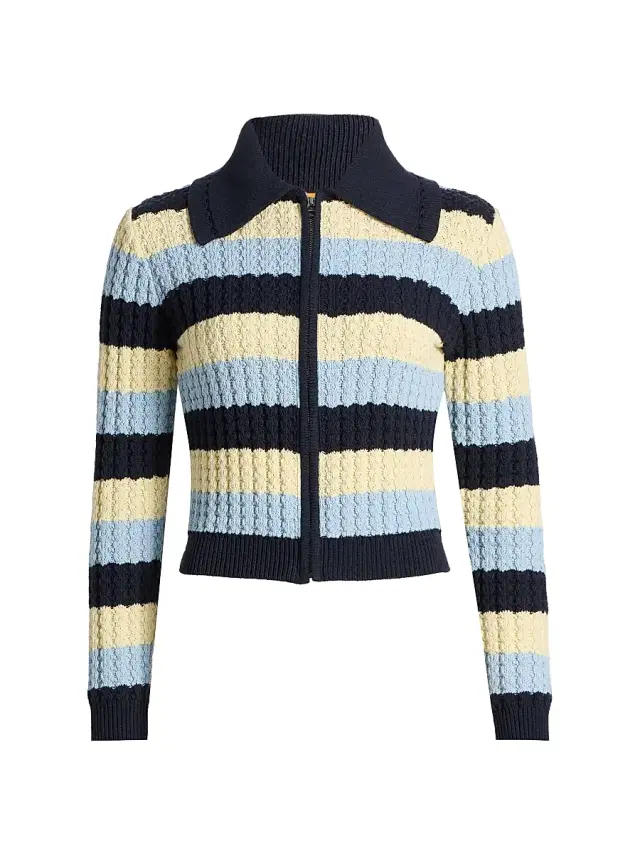 Guest in Residence Women's Kirby Striped Silk-Cotton Jacket - Midnight Combo