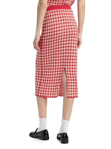 Guest In Residence Women's Gingham Knit Midi-Skirt | Thumbnail 5 Guest In Residence Women's Gingham Knit Midi-Skirt | Thumbnail 5