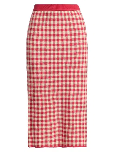 Guest In Residence Women's Gingham Knit Midi-Skirt | Thumbnail 1 Guest In Residence Women's Gingham Knit Midi-Skirt | Thumbnail 1