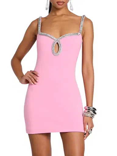 Retrofête Women's Talitha Embellished Minidress - Flamingo - Size XL | Thumbnail 3