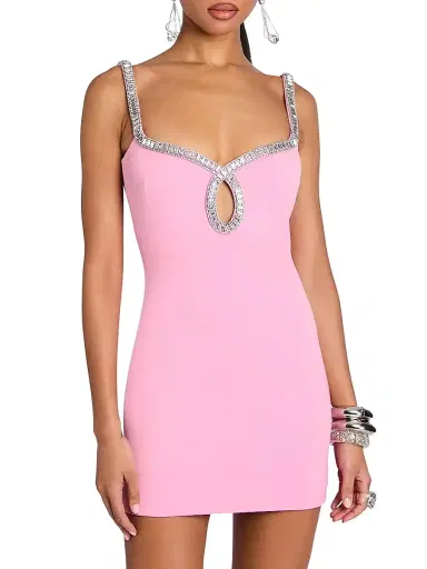Retrofête Women's Talitha Embellished Minidress - Flamingo - Size XL | Thumbnail 6