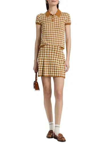 Guest In Residence Women's Gingham Silk-Linen Pleated Miniskirt | Thumbnail 2 Guest In Residence Women's Gingham Silk-Linen Pleated Miniskirt | Thumbnail 2