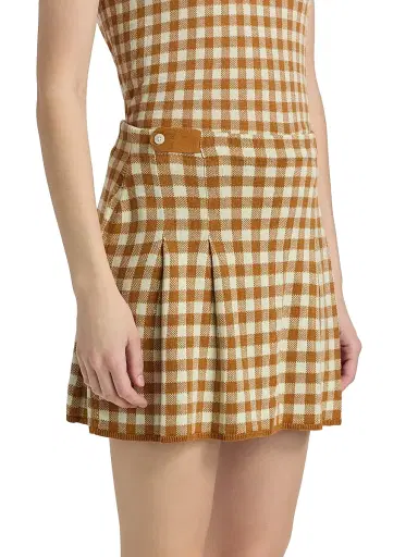 Guest In Residence Women's Gingham Silk-Linen Pleated Miniskirt | Thumbnail 4 Guest In Residence Women's Gingham Silk-Linen Pleated Miniskirt | Thumbnail 4