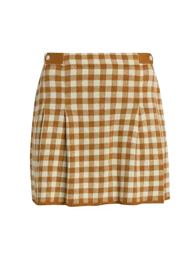 Guest In Residence Women's Gingham Silk-Linen Pleated Miniskirt | Thumbnail 1 Guest In Residence Women's Gingham Silk-Linen Pleated Miniskirt | Thumbnail 1