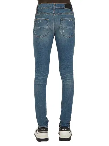 Amiri Men's Mx1 Distressed Denim Mid-Rise Skinny Jeans - Dark Indigo | Thumbnail 2
