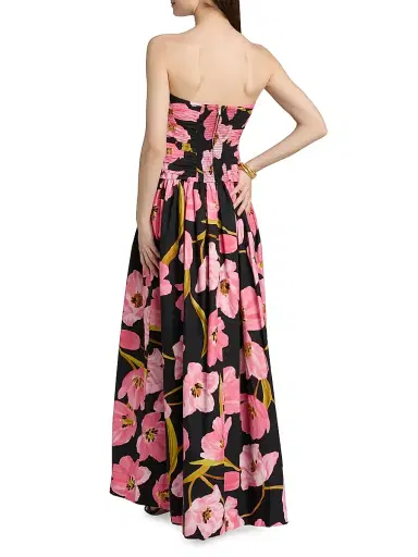 Cara Cara Women's Montreal Floral Poplin Strapless Gathered Gown - Marais Bloom Black - Size 8 | Thumbnail 5