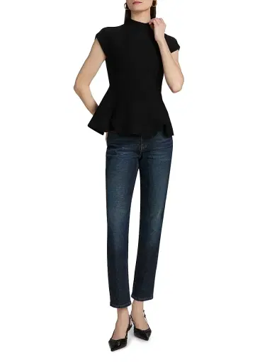 Cara Cara Women's Joanie Milano Stitch Peplum Top - Black Otoman Stitch | Thumbnail 2