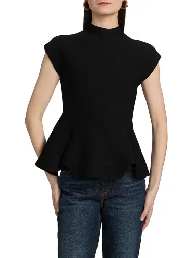 Cara Cara Women's Joanie Milano Stitch Peplum Top - Black Otoman Stitch | Thumbnail 3