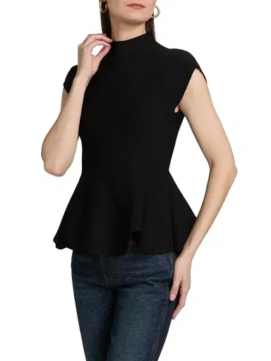 Cara Cara Women's Joanie Milano Stitch Peplum Top - Black Otoman Stitch | Thumbnail 4