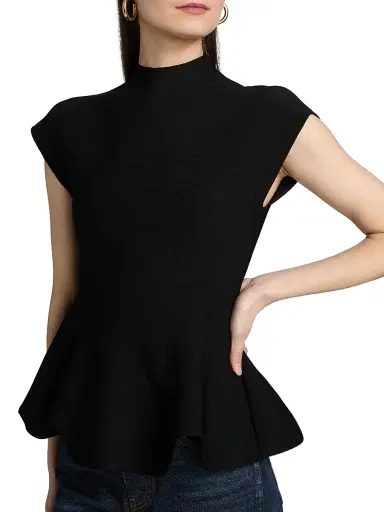Cara Cara Women's Joanie Milano Stitch Peplum Top - Black Otoman Stitch | Thumbnail 6