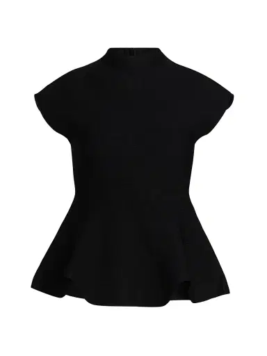 Cara Cara Women's Joanie Milano Stitch Peplum Top - Black Otoman Stitch | Thumbnail 1