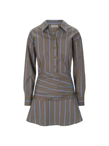 Staud Women's Indya Striped Stretch-Cotton Mini-Shirtdress - Huntington Stripe - Size 6 | Thumbnail 1 Staud Women's Indya Striped Stretch-Cotton Mini-Shirtdress - Huntington Stripe - Size 6 | Thumbnail 1