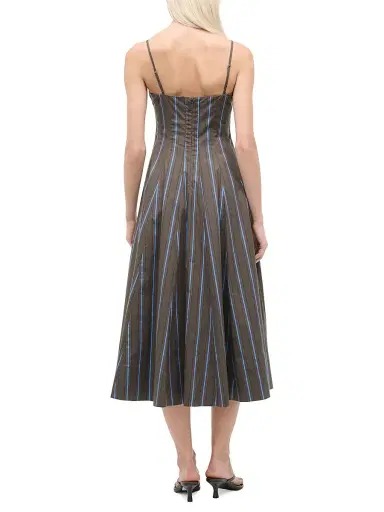 Staud Women's Wylie Striped Stretch-Cotton A-Line Midi-Dress - Huntington Stripe - Size 12 | Thumbnail 3