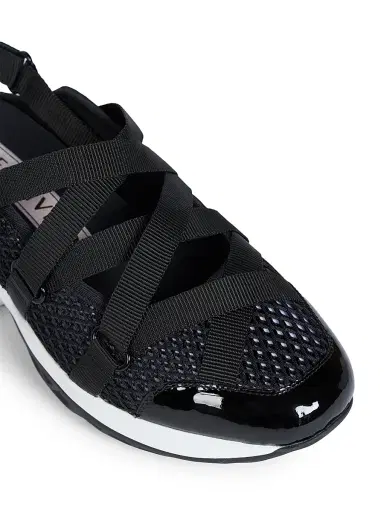 Roger Vivier Women's Viv Run Strass Trekky Ball Mesh & Patent Leather Sneakers - Black White | Thumbnail 5 Roger Vivier Women's Viv Run Strass Trekky Ball Mesh & Patent Leather Sneakers - Black White | Thumbnail 5