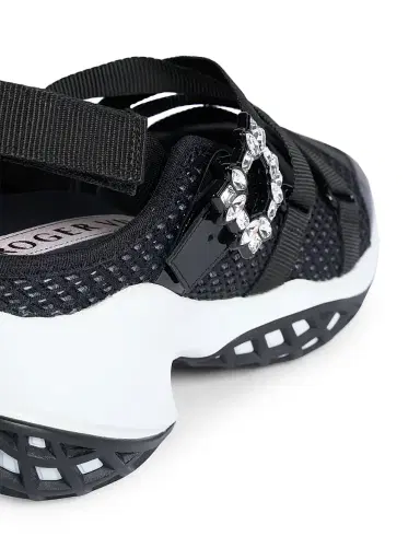 Roger Vivier Women's Viv Run Strass Trekky Ball Mesh & Patent Leather Sneakers - Black White | Thumbnail 6 Roger Vivier Women's Viv Run Strass Trekky Ball Mesh & Patent Leather Sneakers - Black White | Thumbnail 6