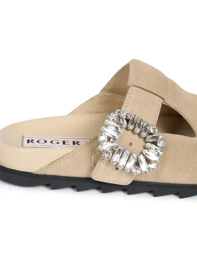Roger Vivier Women's Slidy Viv Suede Mules - Dark Beige | Thumbnail 5 Roger Vivier Women's Slidy Viv Suede Mules - Dark Beige | Thumbnail 5