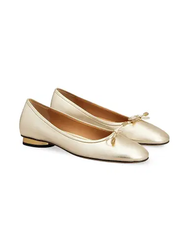 Tod's Women's Bow Leather Ballerina Flats - Gold - Size 11 | Thumbnail 2 Tod's Women's Bow Leather Ballerina Flats - Gold - Size 11 | Thumbnail 2