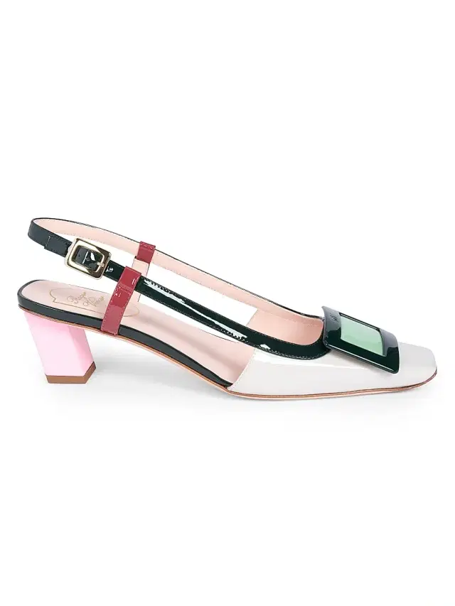Roger Vivier Women's 45MM Square Toe Leather Slingback Pumps - Light Grey Multi Color