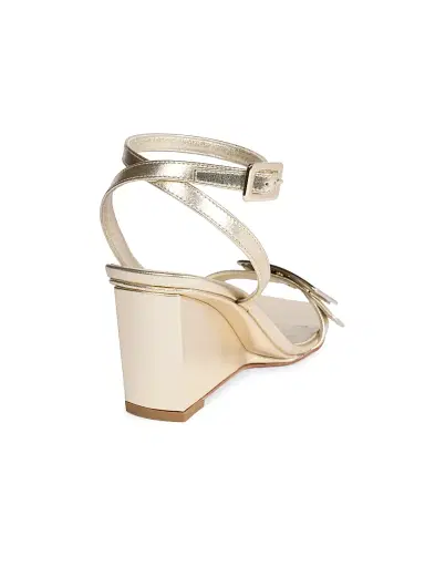 Roger Vivier Women's Belle 60MM Nappa Leather Wedge Sandals - Light Gold - Size 10 | Thumbnail 3