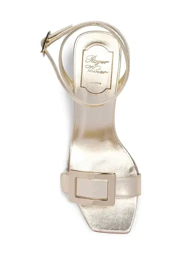 Roger Vivier Women's Belle 60MM Nappa Leather Wedge Sandals - Light Gold - Size 10 | Thumbnail 4