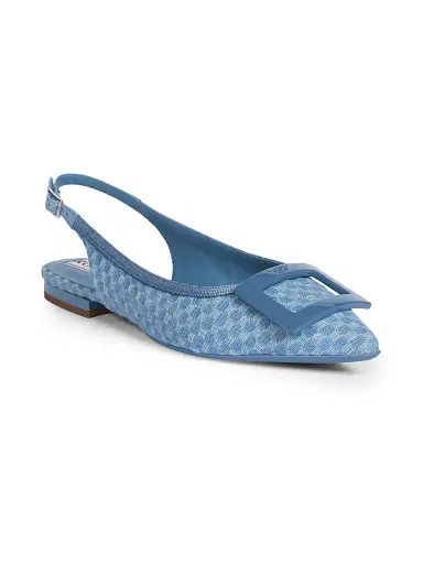 Roger Vivier Women's Gommettine Woven Geometric Cotton Ballerina Flats - Denim | Thumbnail 2 Roger Vivier Women's Gommettine Woven Geometric Cotton Ballerina Flats - Denim | Thumbnail 2