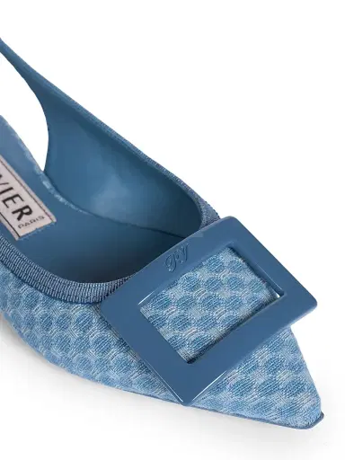 Roger Vivier Women's Gommettine Woven Geometric Cotton Ballerina Flats - Denim | Thumbnail 5 Roger Vivier Women's Gommettine Woven Geometric Cotton Ballerina Flats - Denim | Thumbnail 5