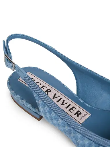 Roger Vivier Women's Gommettine Woven Geometric Cotton Ballerina Flats - Denim | Thumbnail 6 Roger Vivier Women's Gommettine Woven Geometric Cotton Ballerina Flats - Denim | Thumbnail 6