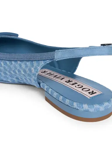 Roger Vivier Women's Gommettine Woven Geometric Cotton Ballerina Flats - Denim | Thumbnail 7 Roger Vivier Women's Gommettine Woven Geometric Cotton Ballerina Flats - Denim | Thumbnail 7